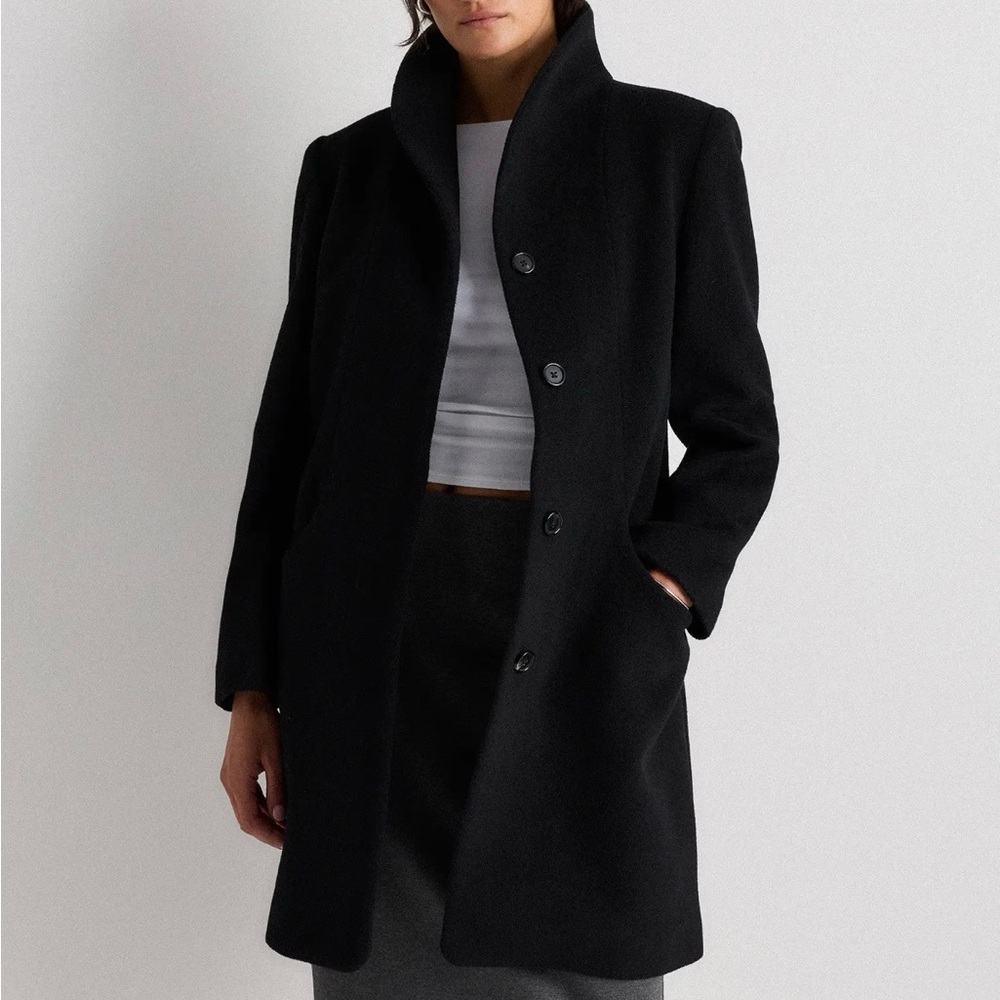 Quince Wool Cashmere cocoon Elegant Black Women's Coat